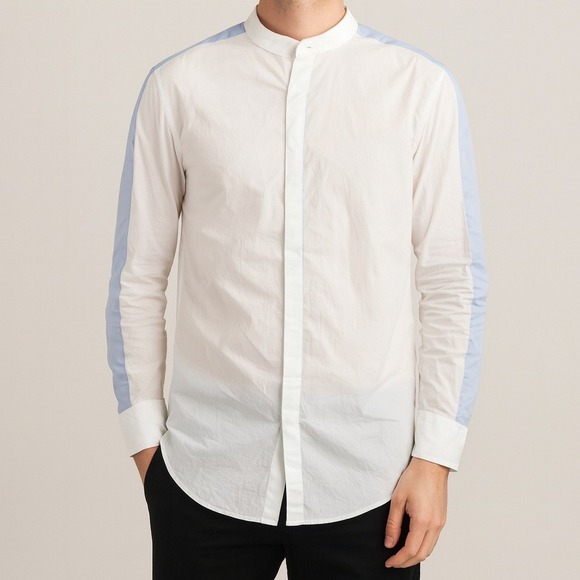 Tim coppens Men's White & Blue Long‎ Sleeve Button-Up Shirt Size S Casual - Picture 1 of 4